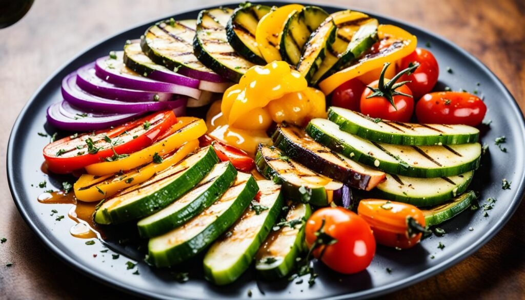 honey and grilled vegetables